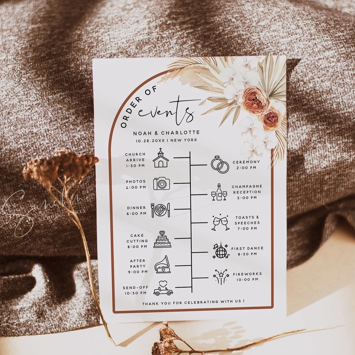 Modern Order of Events Itinerary Card